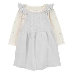 CARTER'S - Conjunto 2 Piezas Vestido Tejido y Body Bebé Niña