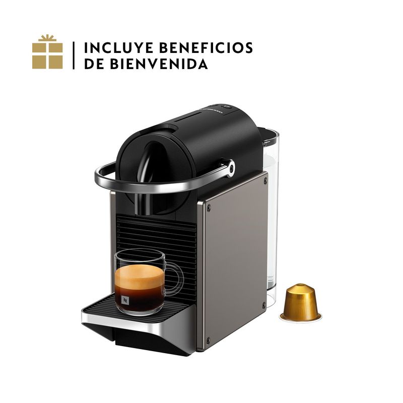 NESPRESSO - Cafetera con Cápsulas Pixie1 Titan Nespresso