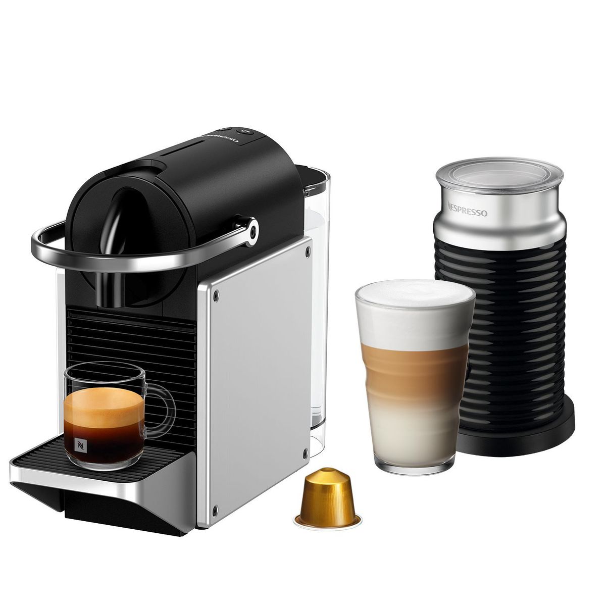 NESPRESSO - Cafetera Pixie2 Silver Con Espumador Nespresso