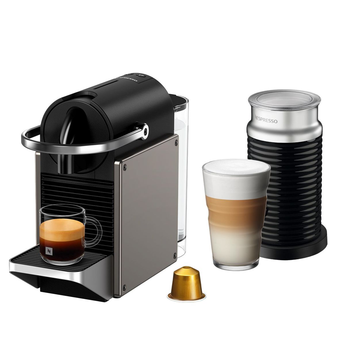 NESPRESSO - Cafetera Pixie3 Titan Con Espumador Nespresso