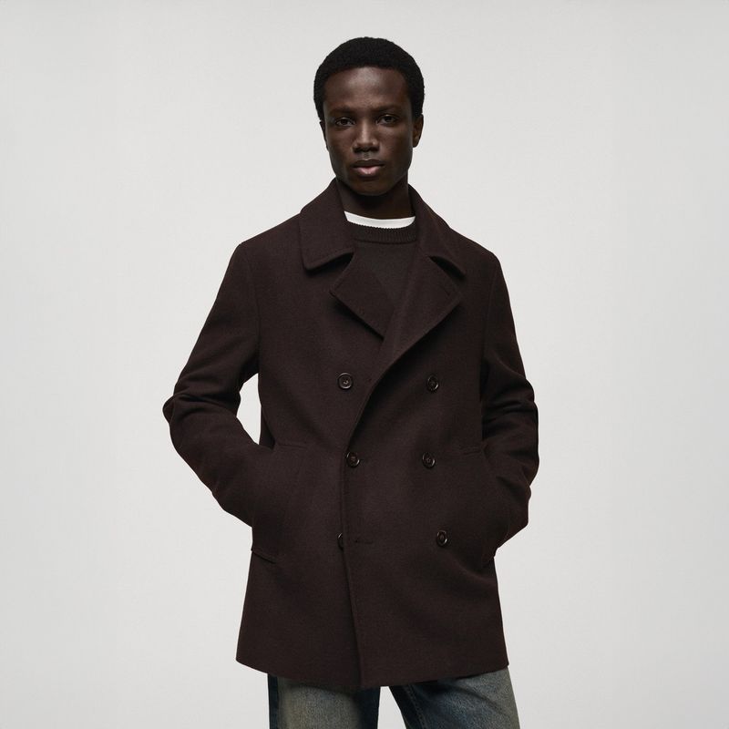 MANGO MAN - Abrigo Lana Cruzado Botones Hombre Mango Man