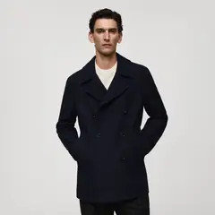 MANGO MAN - Abrigo Lana Cruzado Botones Hombre