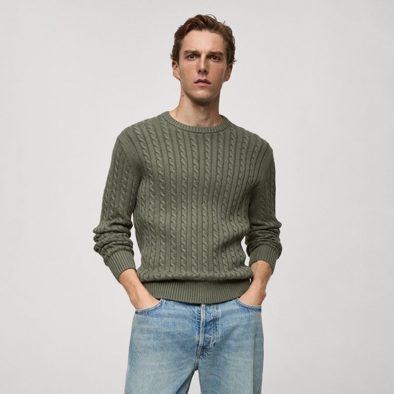 MANGO MAN - Sweater Trenzado Algodón Lana Hombre Mango Man