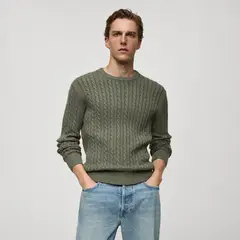 MANGO MAN - Sweater Trenzado Algodón Lana Hombre