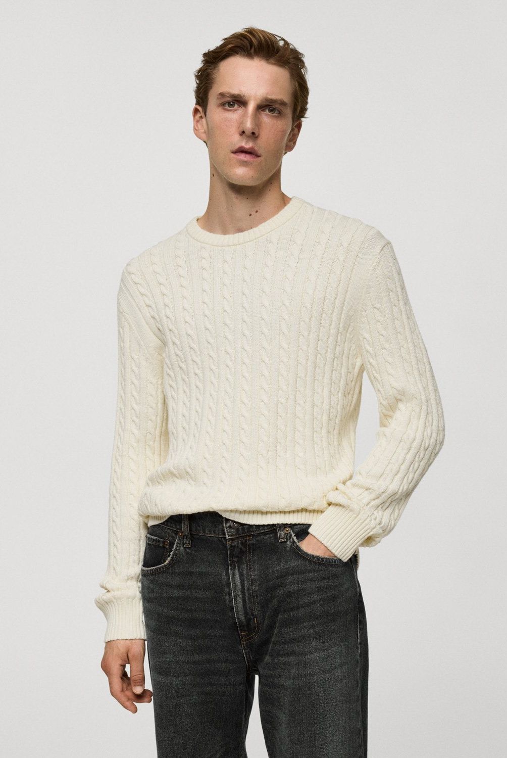 MANGO MAN - Sweater Trenzado Algodón Lana Hombre Mango Man