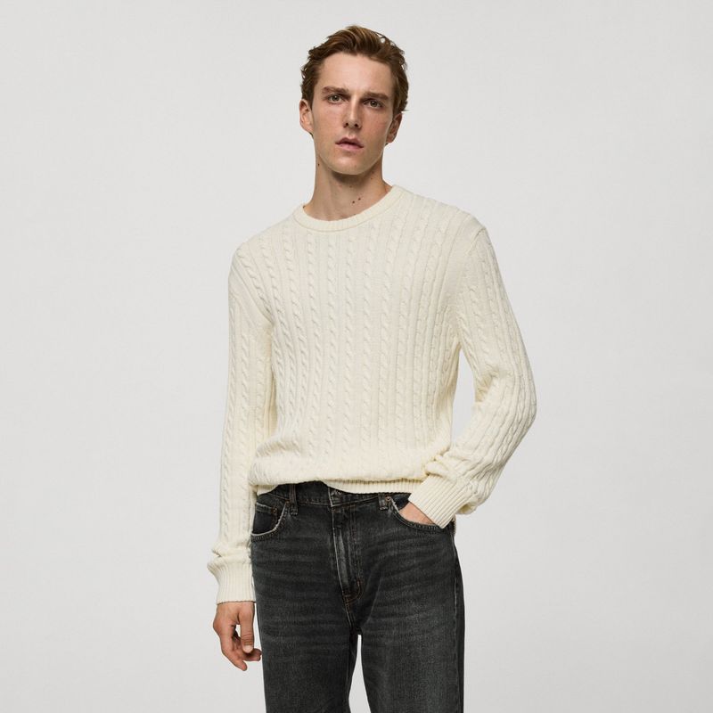 MANGO MAN - Sweater Trenzado Algodón Lana Hombre Mango Man