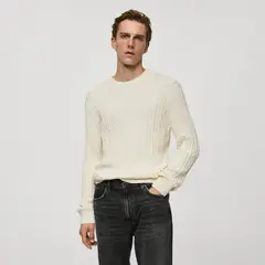 MANGO MAN - Sweater Trenzado Algodón Lana Hombre