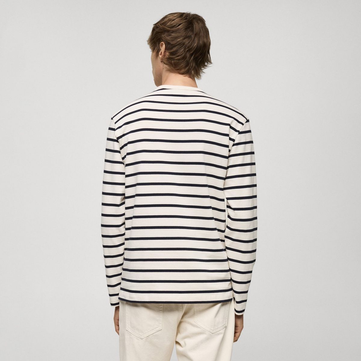 MANGO MAN - Polera Manga Larga Rayas Hombre Mango Man