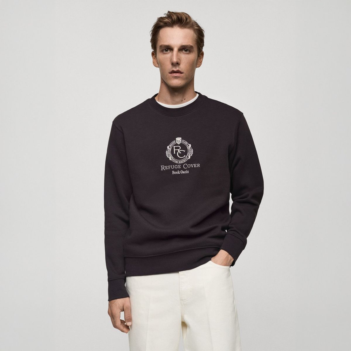 MANGO MAN - Poleron 100% Algodón Detalle Bordado Hombre Mango Man