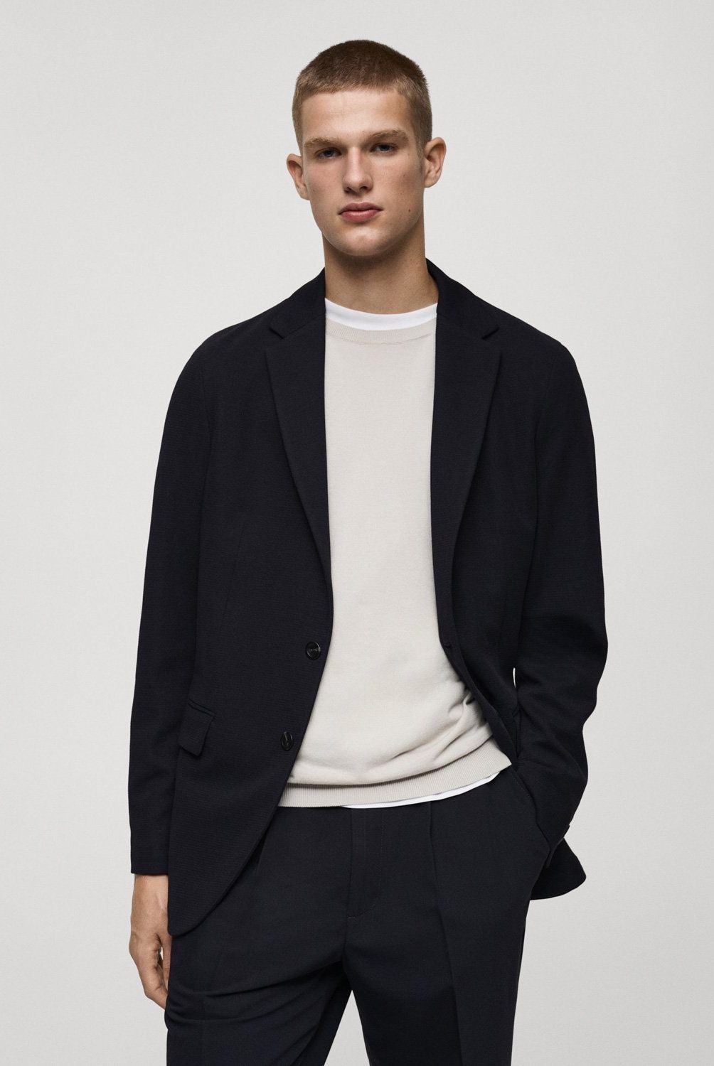MANGO MAN - Blazer slim Fit Algodón Microestructura Hombre Mango Man