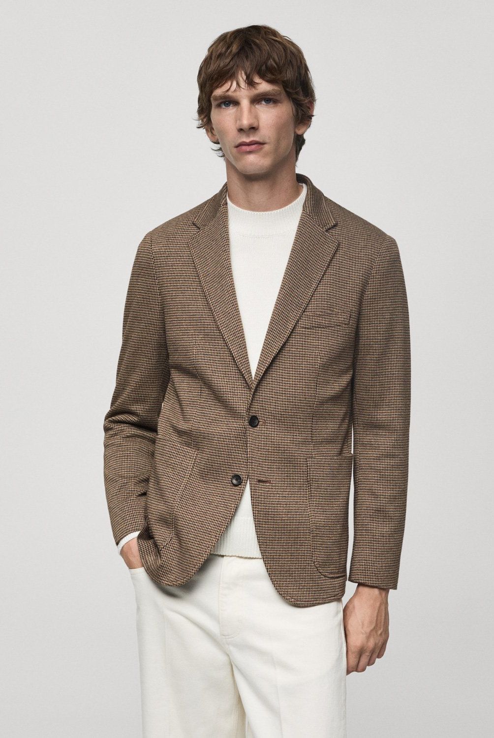 MANGO MAN - Blazer slim Fit Micro Pata De Gallo Hombre Mango Man