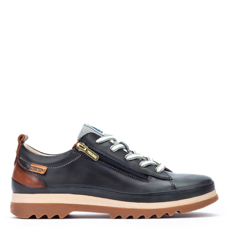 Zapatilla Urbana Mujer Cuero Azul
