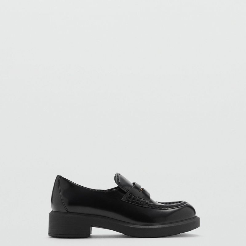 MANGO - Mocasín Mujer Cuero Negro Mango
