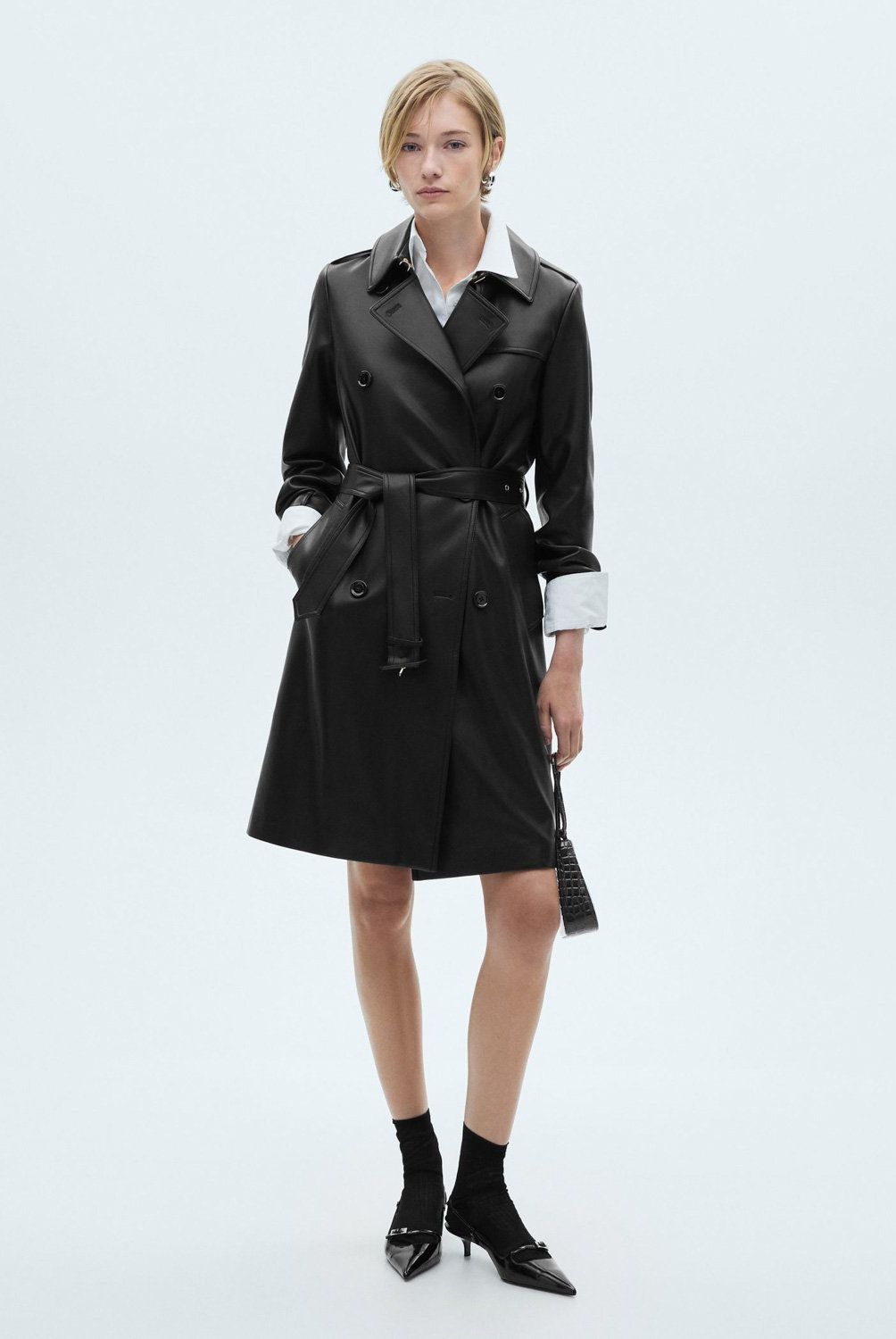MANGO - Trench Efecto Piel Mujer Mango