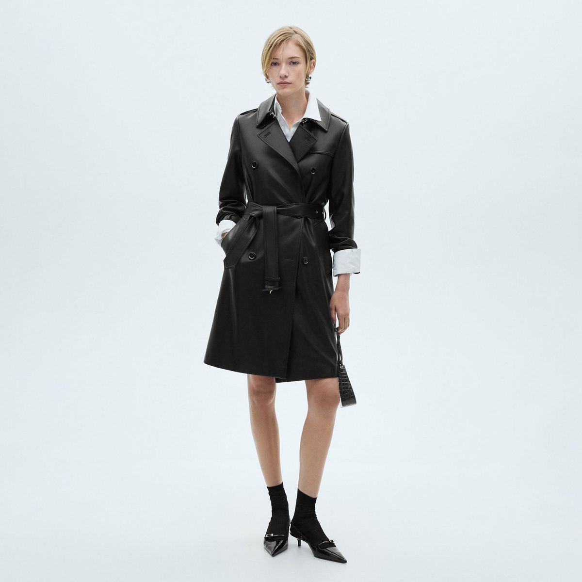 MANGO - Trench Efecto Piel Mujer Mango