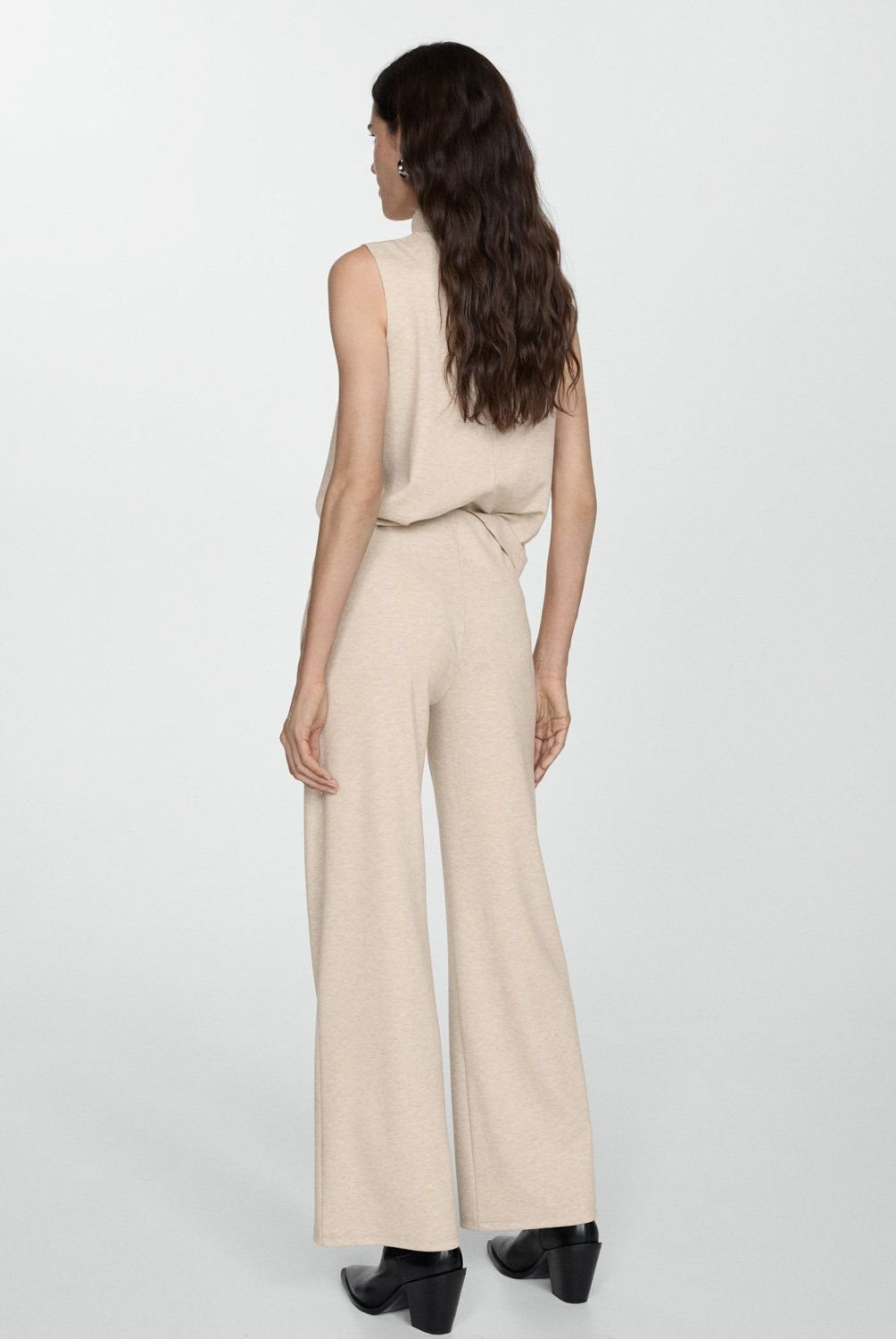 MANGO - Pantalón Punto Wideleg Mujer Mango