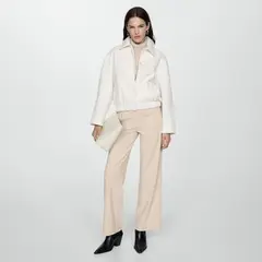 MANGO - Pantalón Punto Wideleg Mujer