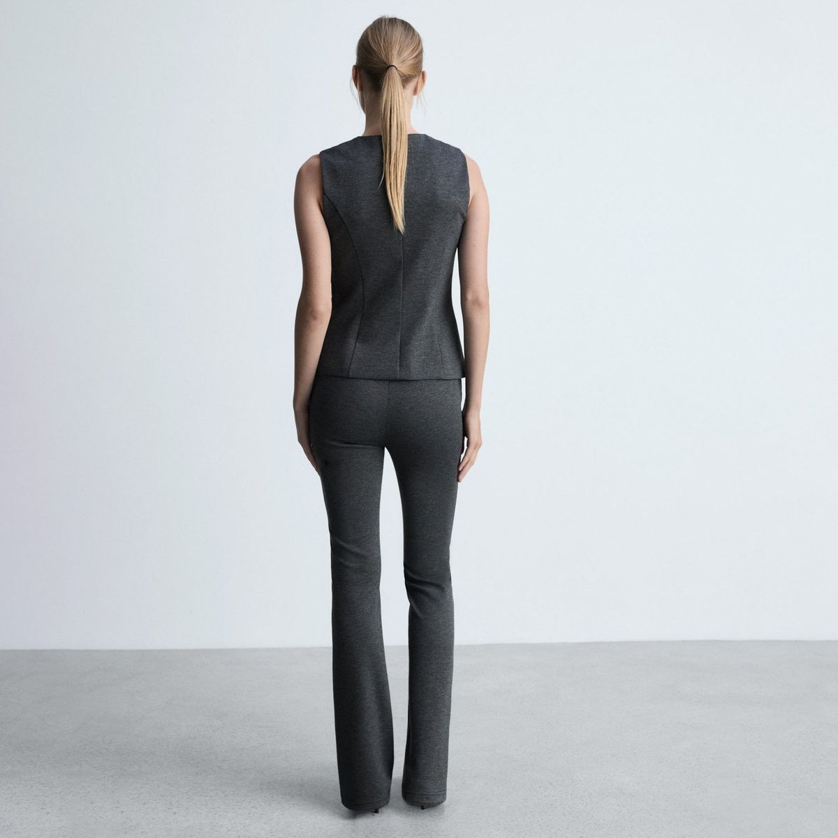 MANGO - Pantalón Acampanado Costuras Mujer Mango