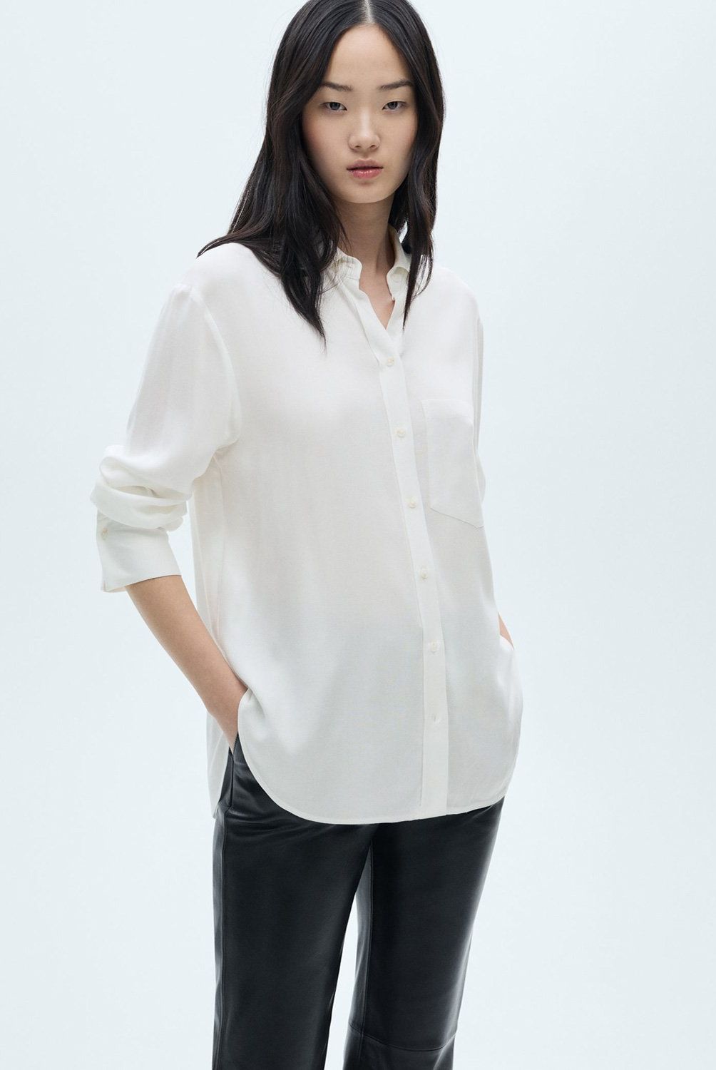 MANGO - Blusa Fluida Botones Mujer Mango