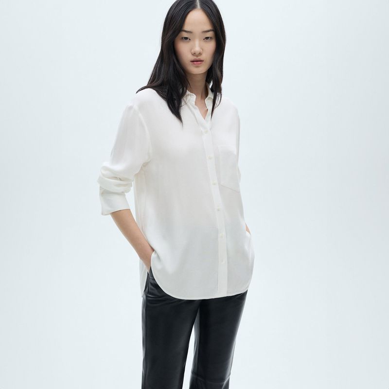 MANGO - Blusa Fluida Botones Mujer Mango
