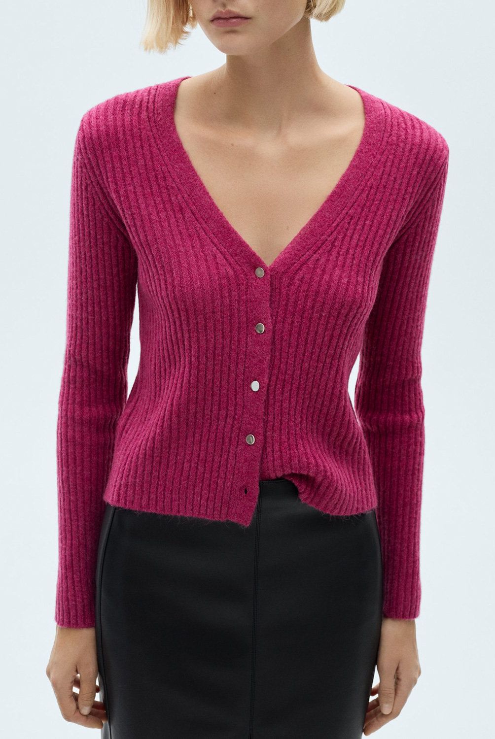 MANGO - Cárdigan Punto Botones Metálicos Mujer Mango