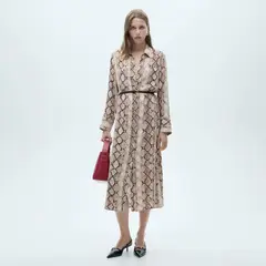 MANGO - Vestido Camisero Estampado Serpiente Mujer