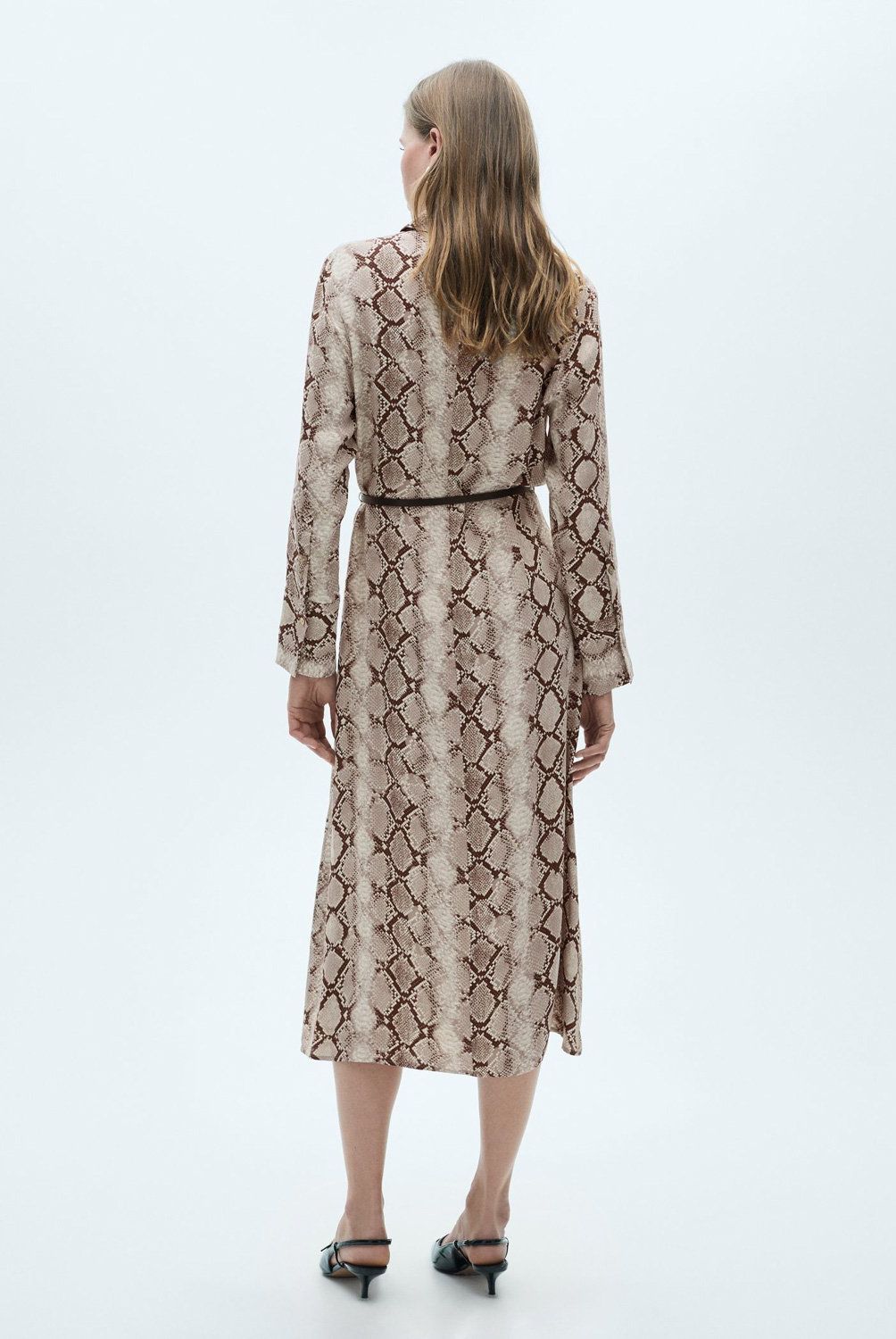 MANGO - Vestido Camisero Estampado Serpiente Mujer Mango