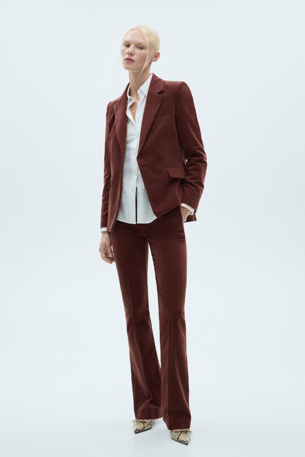 MANGO - Pantalón Recto Terciopelo Mujer Mango