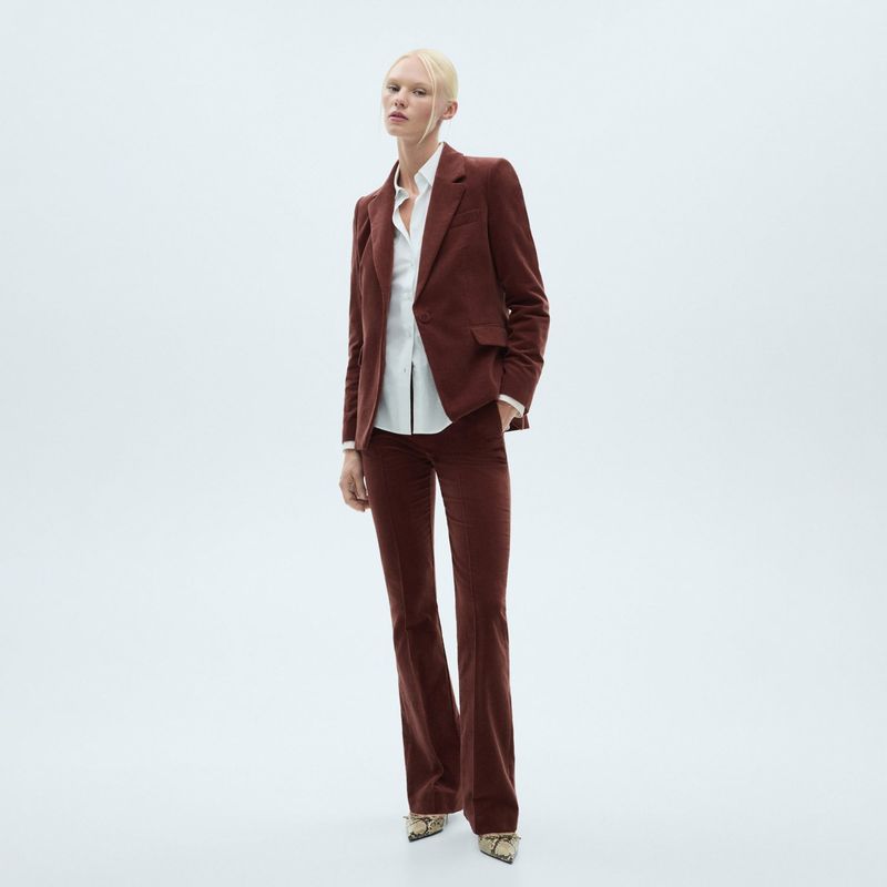 MANGO - Pantalón Recto Terciopelo Mujer Mango
