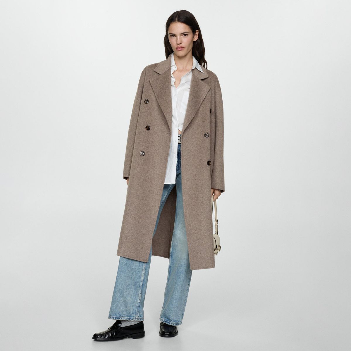 MANGO - Abrigo Lana Handmade Oversize Mujer Mango