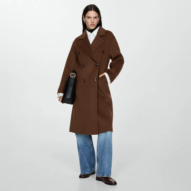 Handmade Mango Abrigo Marron Mujer Abrigo Largo Handmade Oversize