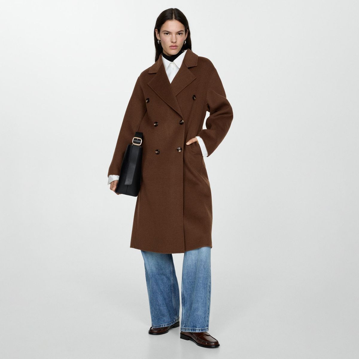 MANGO - Abrigo Lana Handmade Oversize Mujer Mango