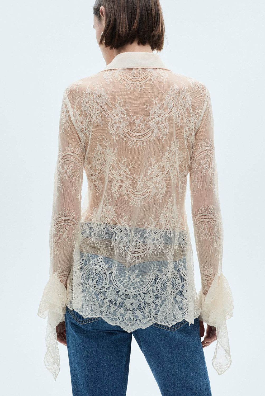 MANGO - Camisa Guipur Volantes  Mujer Mango