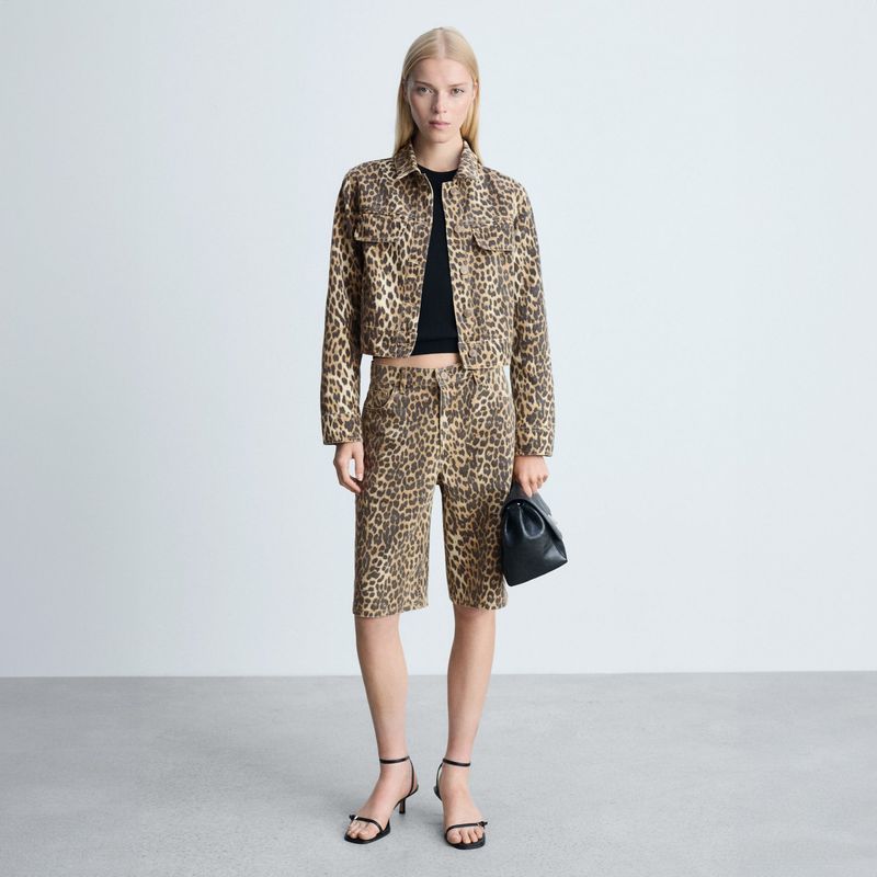 MANGO - Chaqueta Vaquera Leopardo Mujer Mango