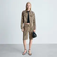 MANGO - Chaqueta Vaquera Leopardo Mujer