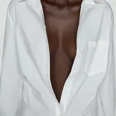 MANGO - Camisa Algodón Detalles Fruncidos Mujer