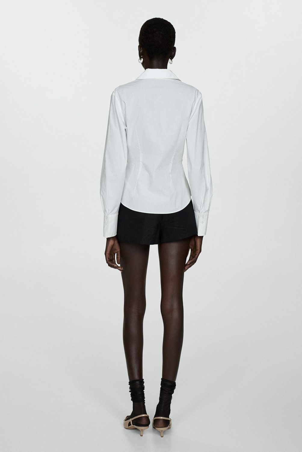 MANGO - Camisa Algodón Detalles Fruncidos  Mujer Mango
