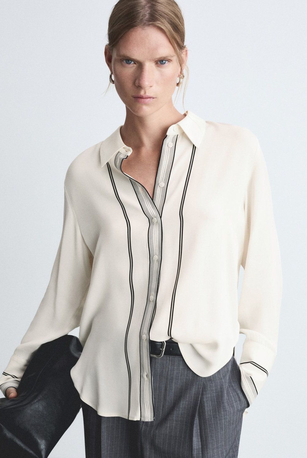 MANGO - Camisa Detalles Contraste Mujer Mango