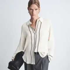 MANGO - Camisa Detalles Contraste Mujer