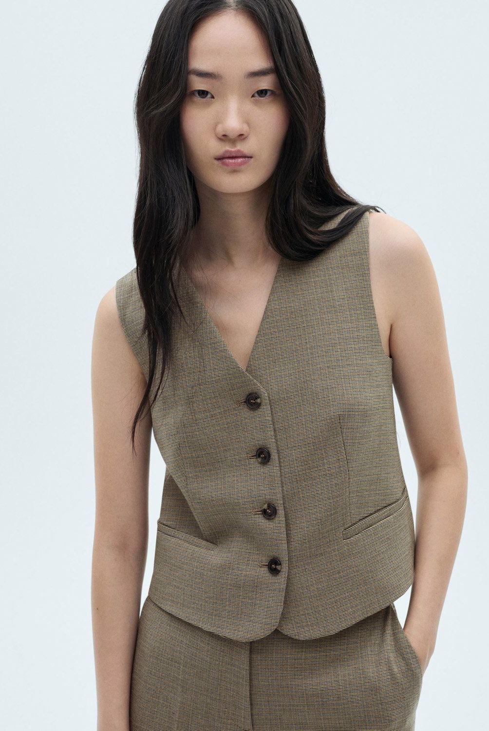 MANGO - Chaqueta Traje Micro Pata de Gallo Mujer Mango