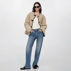 MANGO - Abrigo Pelo Apliques Mujer