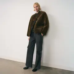 MANGO - Abrigo Pelo Apliques Mujer