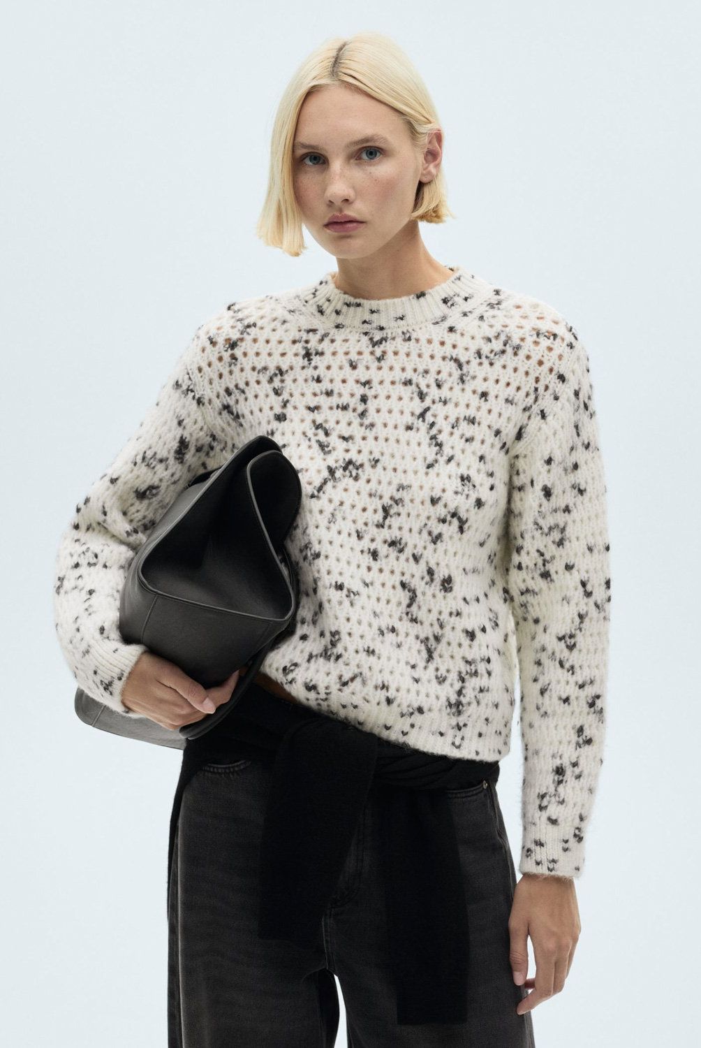 MANGO - Sweater Punto Calado Jaspeado Mujer Mango