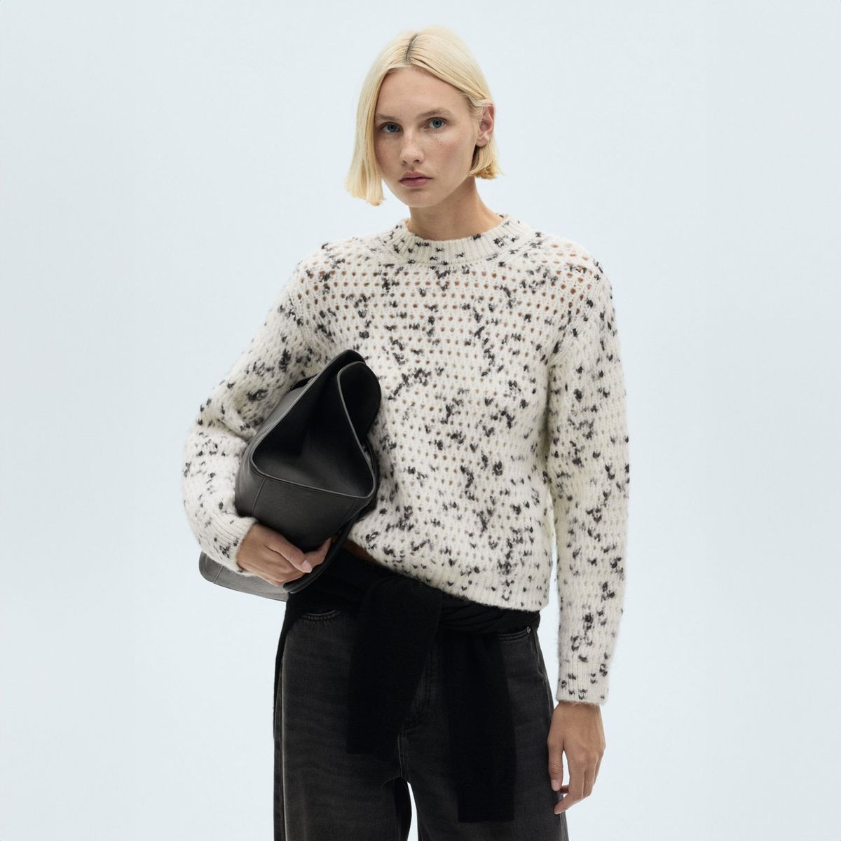 MANGO - Sweater Punto Calado Jaspeado Mujer Mango