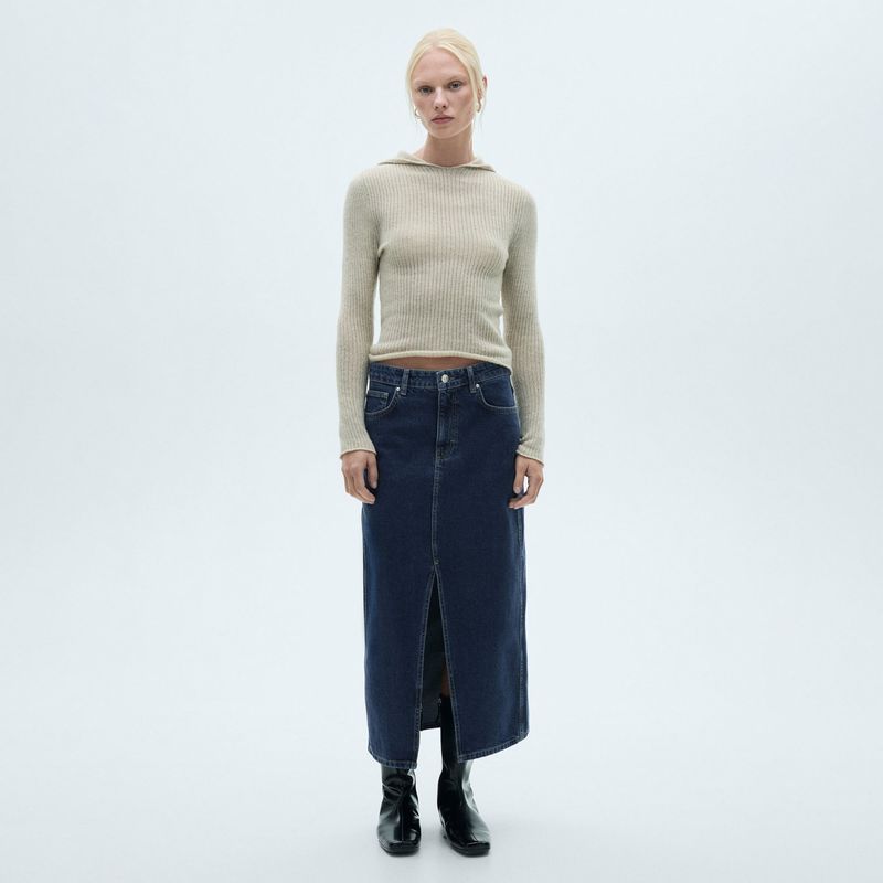 MANGO - Falda Midi Vaquera Mujer Mango