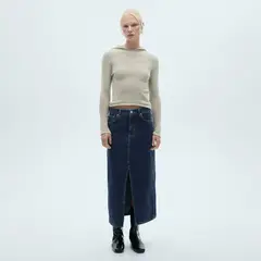 MANGO - Falda Midi Vaquera Mujer