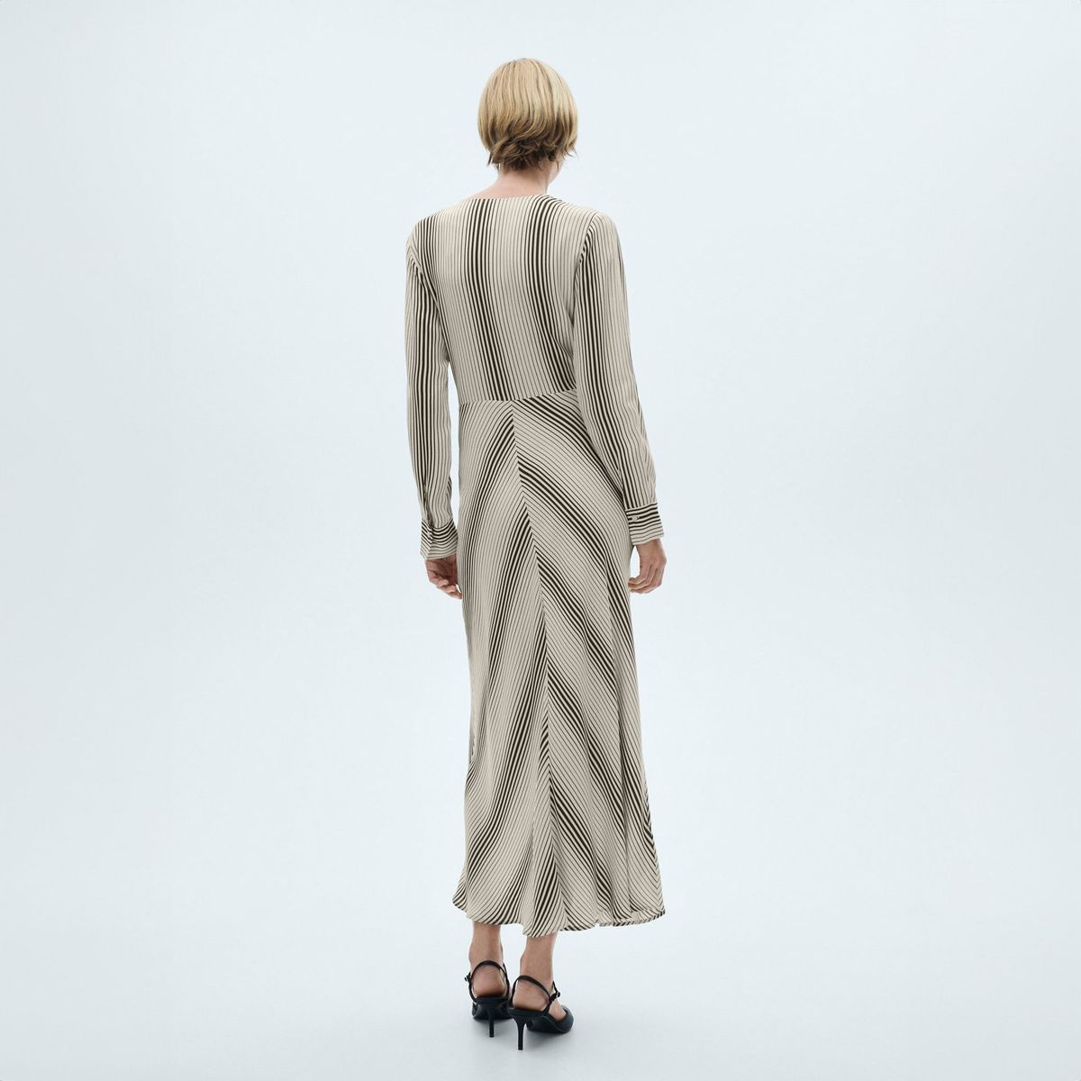 MANGO - Vestido Estampado Rayas Lazo Mujer Mango