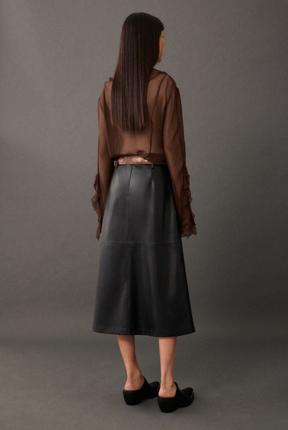 MANGO - Falda Midi Efecto Piel Mujer Mango