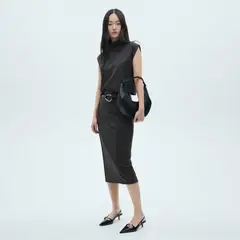 MANGO - Falda Midi Punto Mujer