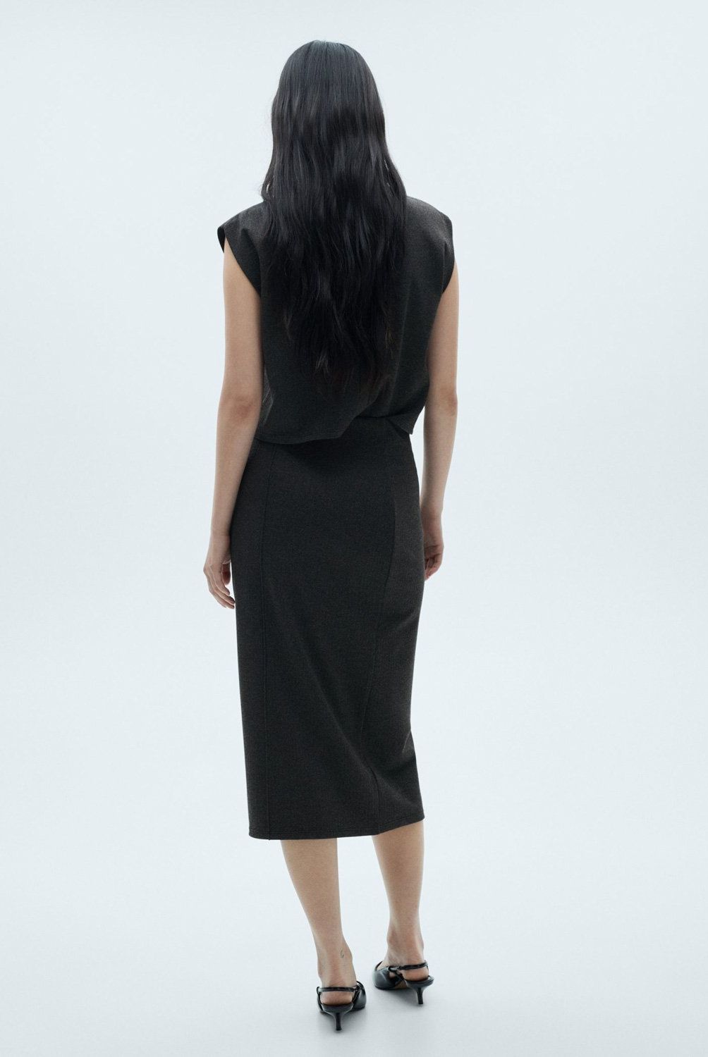 MANGO - Falda Midi Punto Mujer Mango